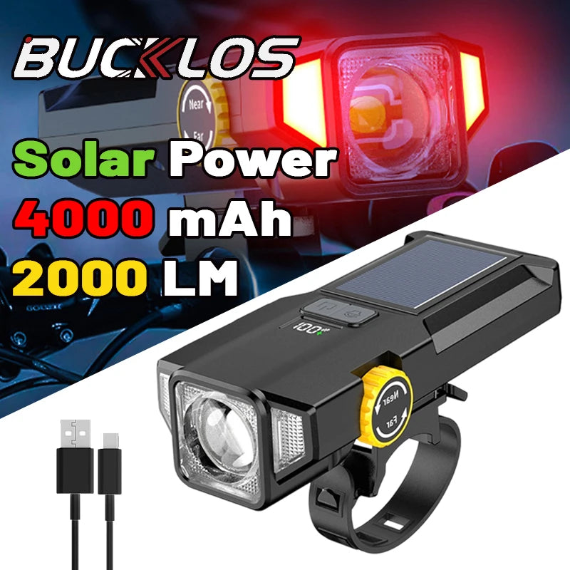 000mAh 2000LM Solar Powered Bike Light