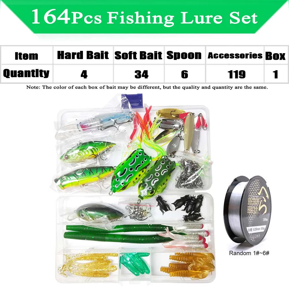 Fishing Lure Kit with Box | Soft & Hard Baits, Minnow, Crank, Metal Jig & Spoon Set for Bass & Pike