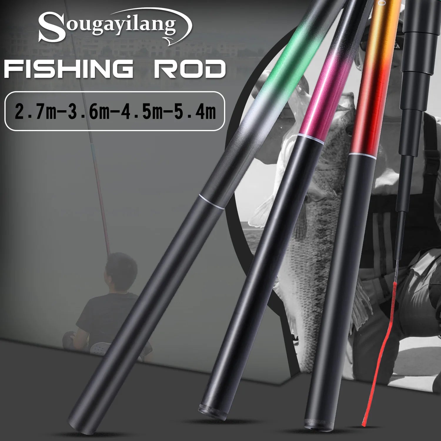 Sougayilang Ultralight Telescopic Carp Fishing Rod | 2.7M–5.4M Portable Carbon Pole | Max Drag 5kg