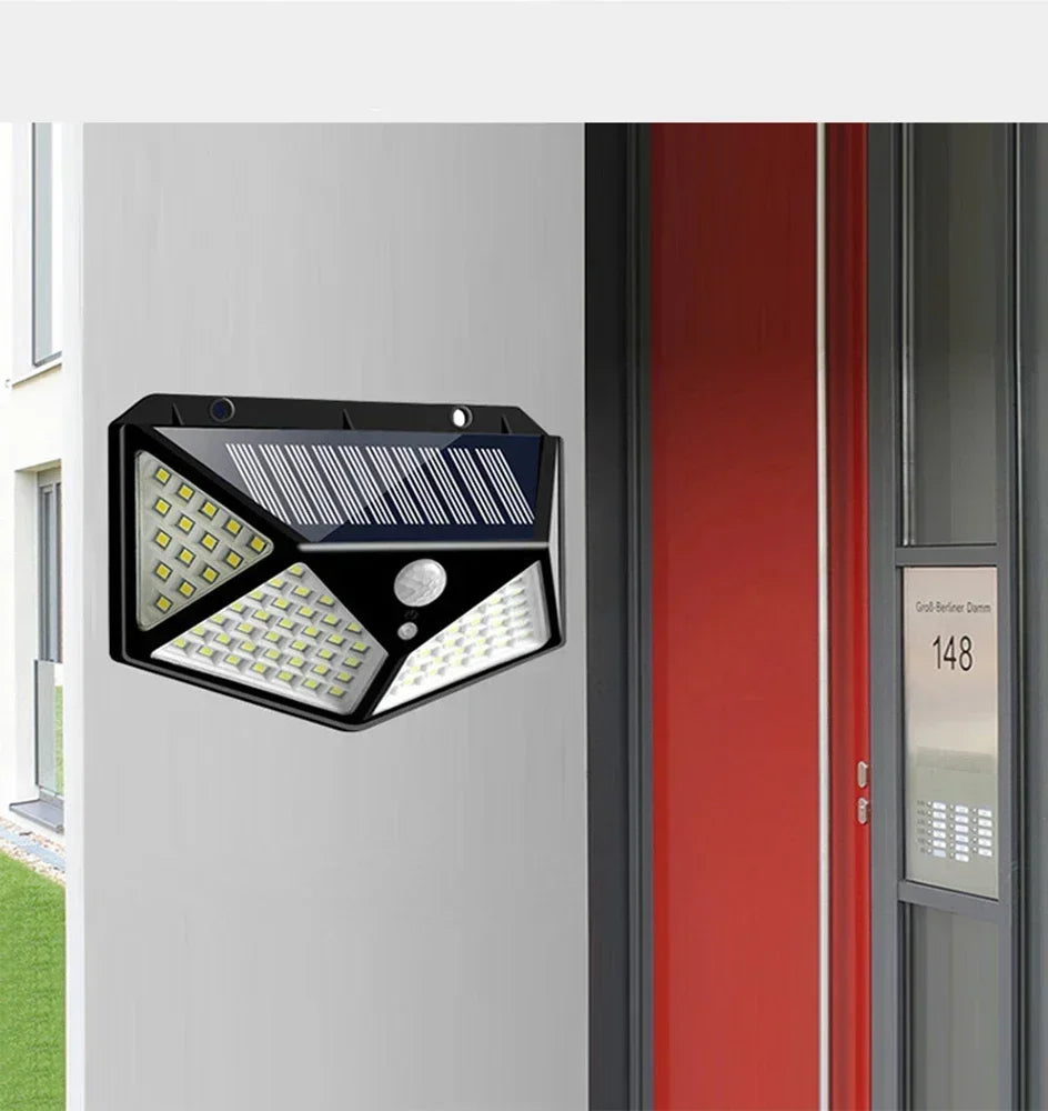 Solar Motion Sensor Wall Lights – 100 LED Outdoor Security Lamps