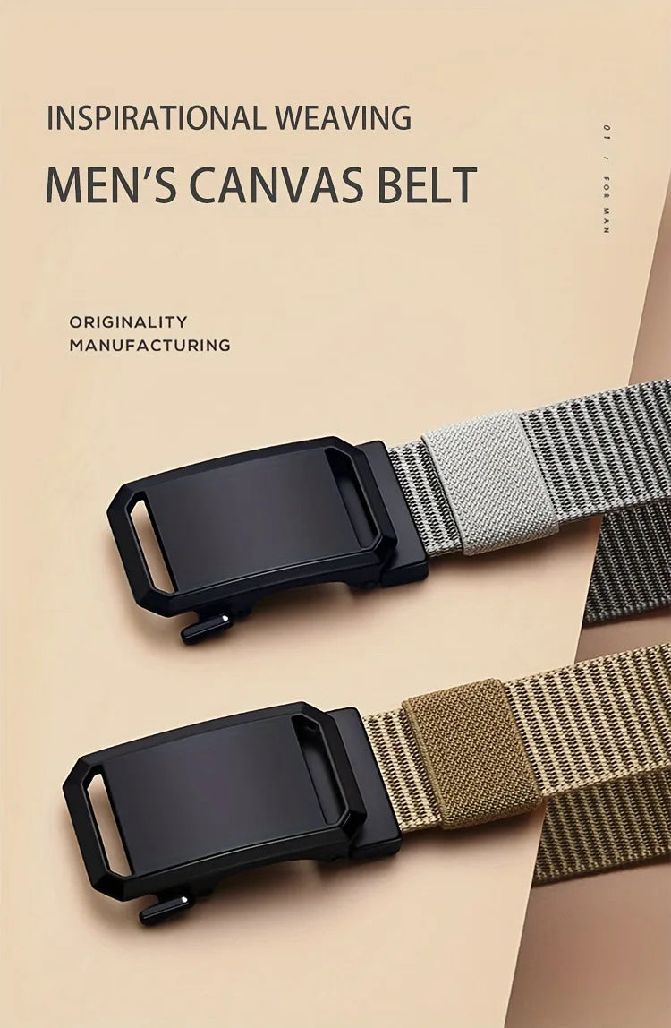 Automatic Buckle Tactical Belt | Durable Canvas Waist Belt for Men Outdoor, Hunting, Training, Casual Wear