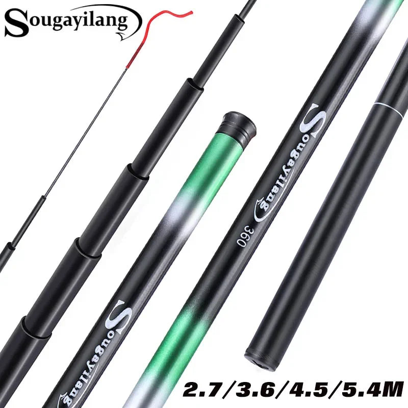 Sougayilang Ultralight Telescopic Carp Fishing Rod | 2.7M–5.4M Portable Carbon Pole | Max Drag 5kg
