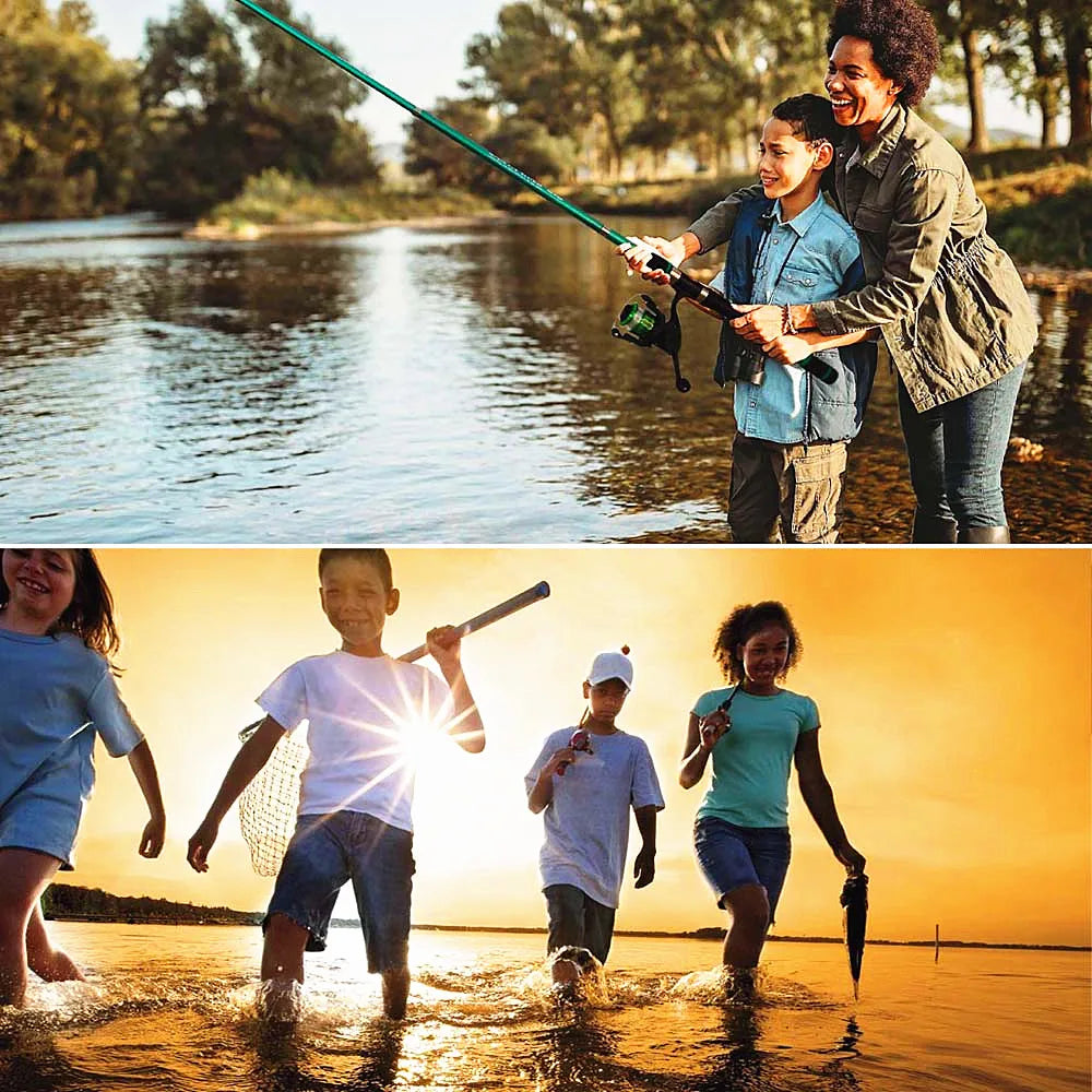 Santa King Fishing Rod Reel Combo Kit | Telescopic Travel Fishing Pole with Spinning Reel, Baits & Hooks