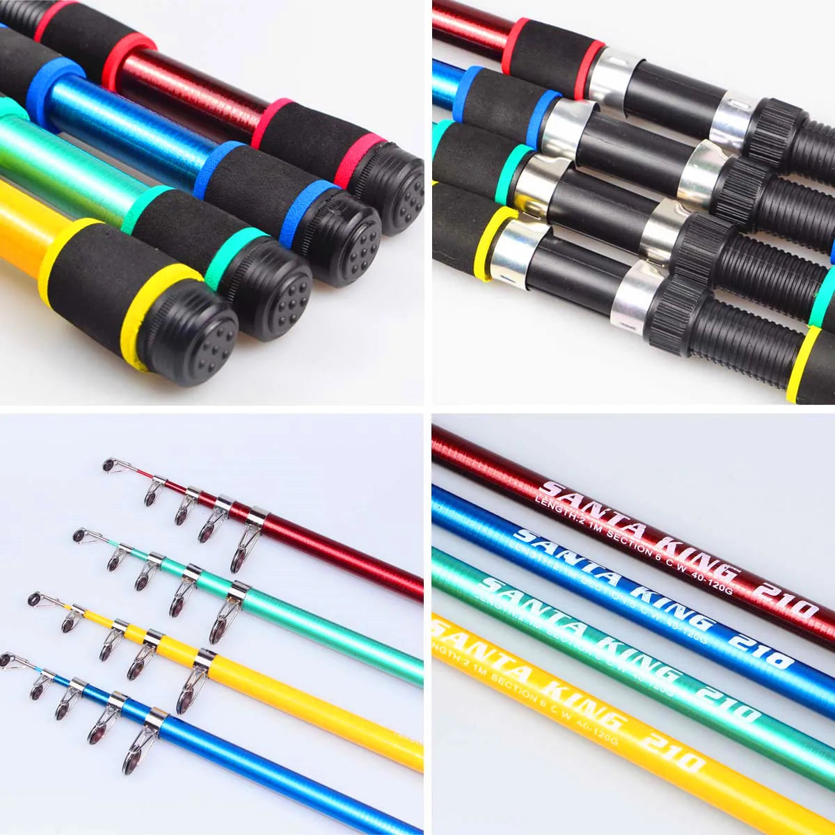 Santa King Fishing Rod Reel Combo Kit | Telescopic Travel Fishing Pole with Spinning Reel, Baits & Hooks