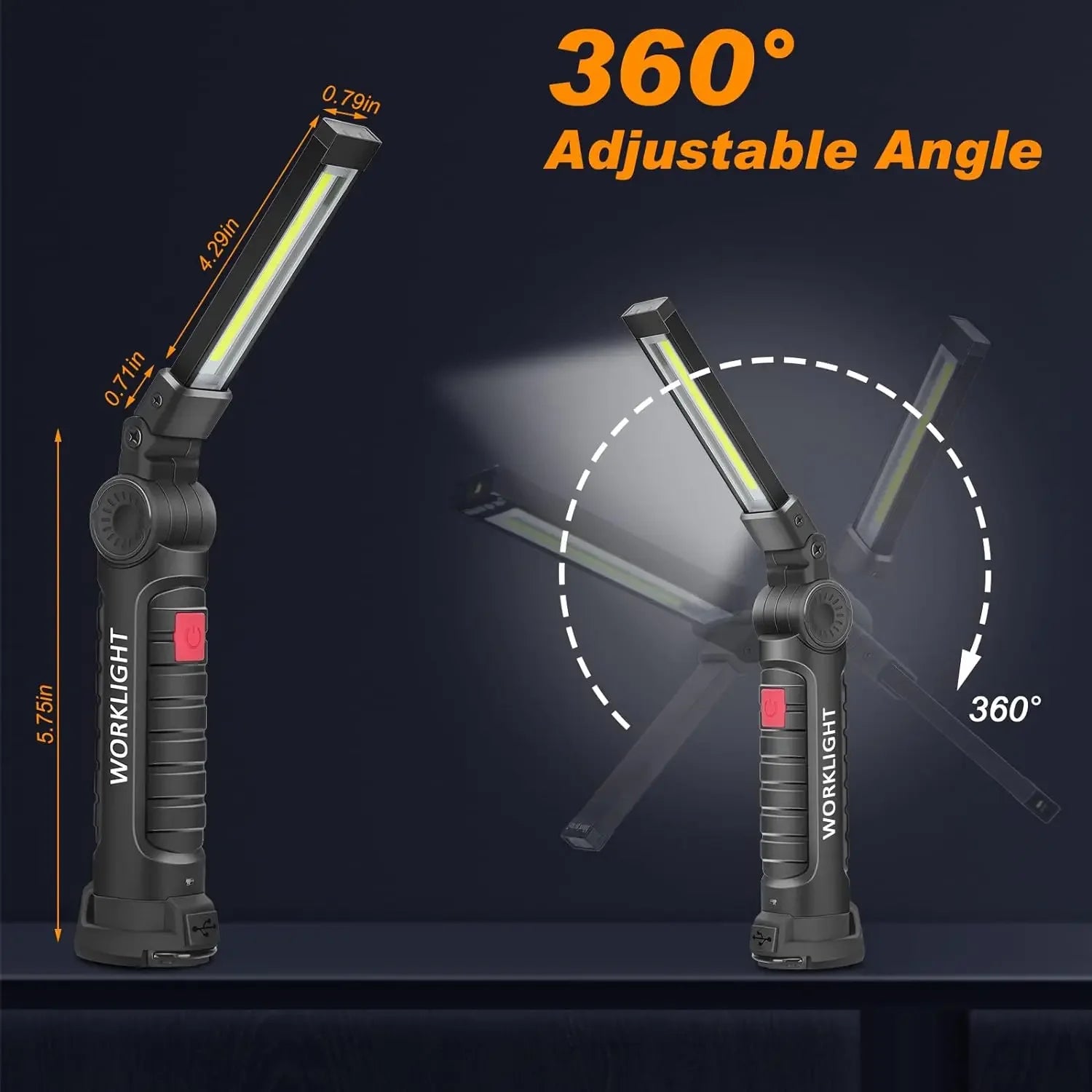 Rechargeable Work Light with Magnetic Base & Hook