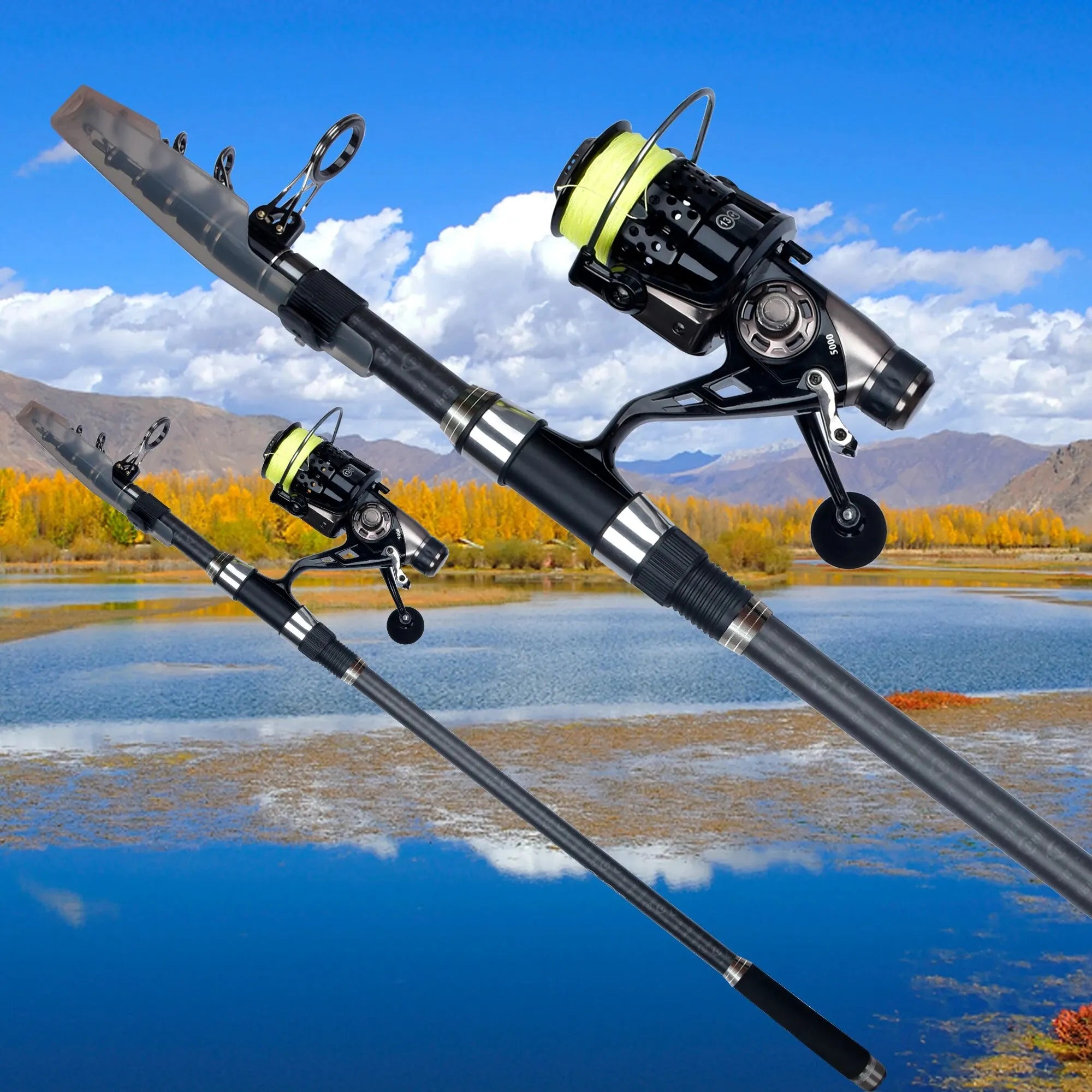 PHISHGER Telescopic Surf Spinning Rod Carbon Fiber Travel Surfcasting Fishing Pole