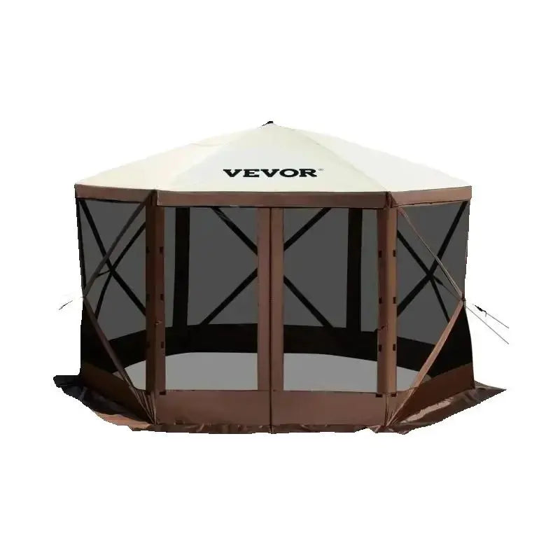 SucceBuy Pop-Up Camping Gazebo | 6-Sided Instant Canopy Shelter 12x12 / 10x10 Sun Shade Tent