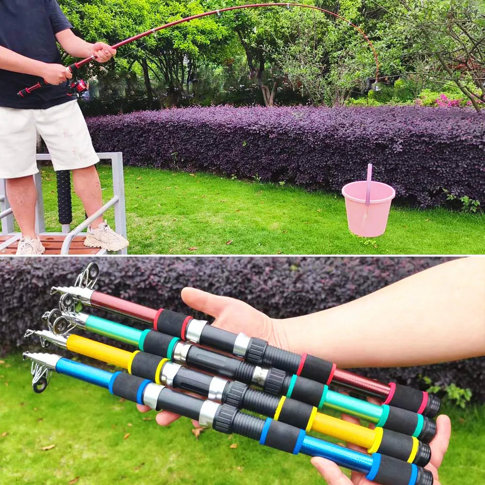 Santa King Fishing Rod Reel Combo Kit | Telescopic Travel Fishing Pole with Spinning Reel, Baits & Hooks