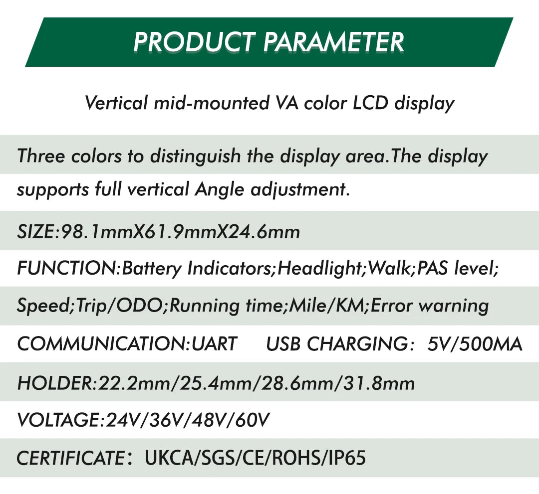 UART2 M6C Electric Bike Speedometer