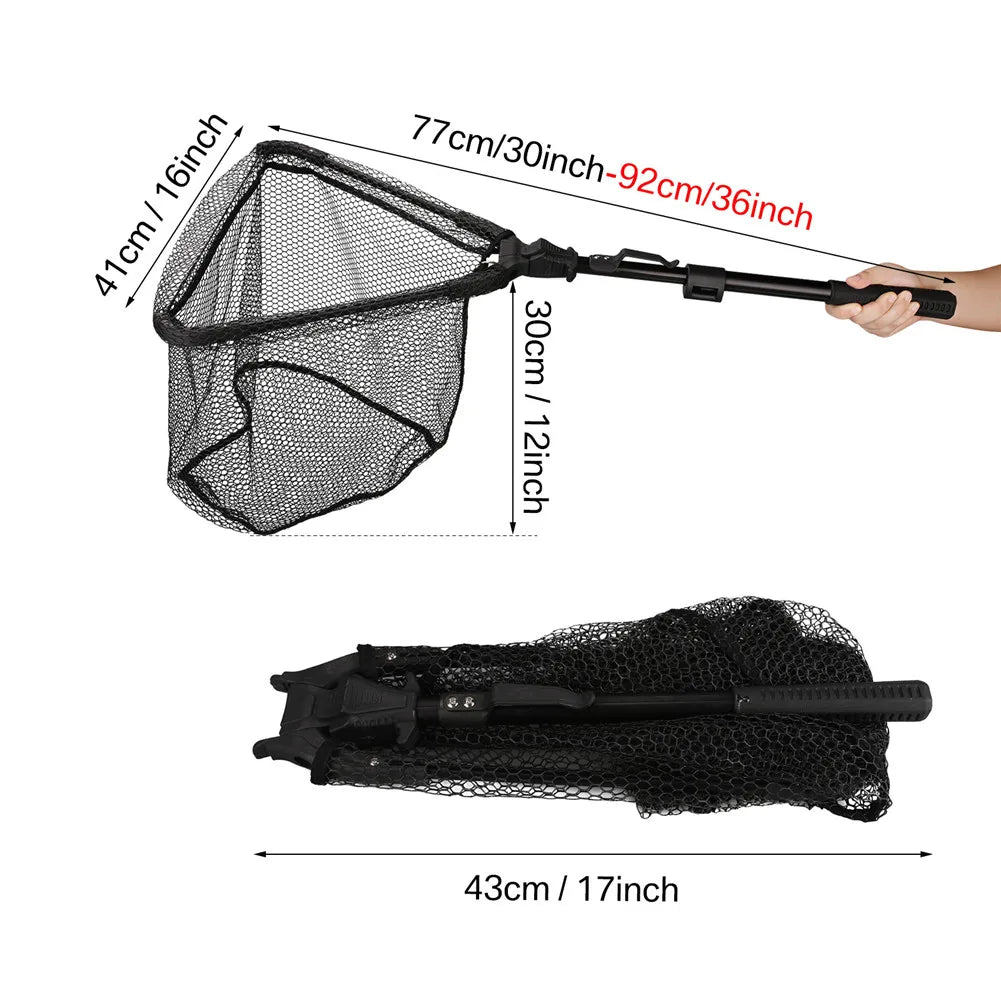 Telescopic Aluminum Fishing Landing Net | Durable Folding Mesh Net for Safe Catch & Release (55cm / 130cm / 190cm)