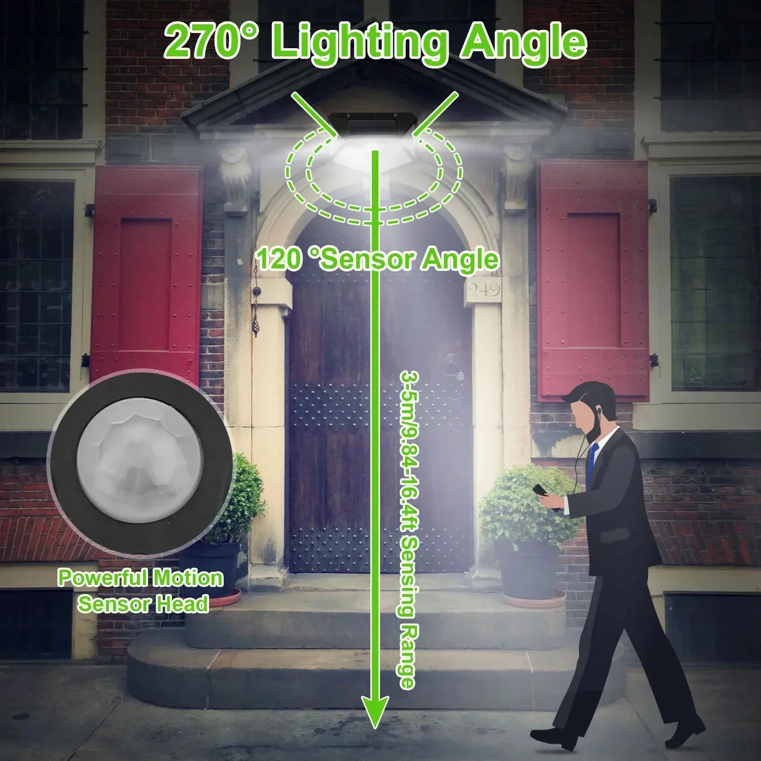 100 LED Solar Wall Lamp | Outdoor Waterproof Motion Sensor Street & Garden Light