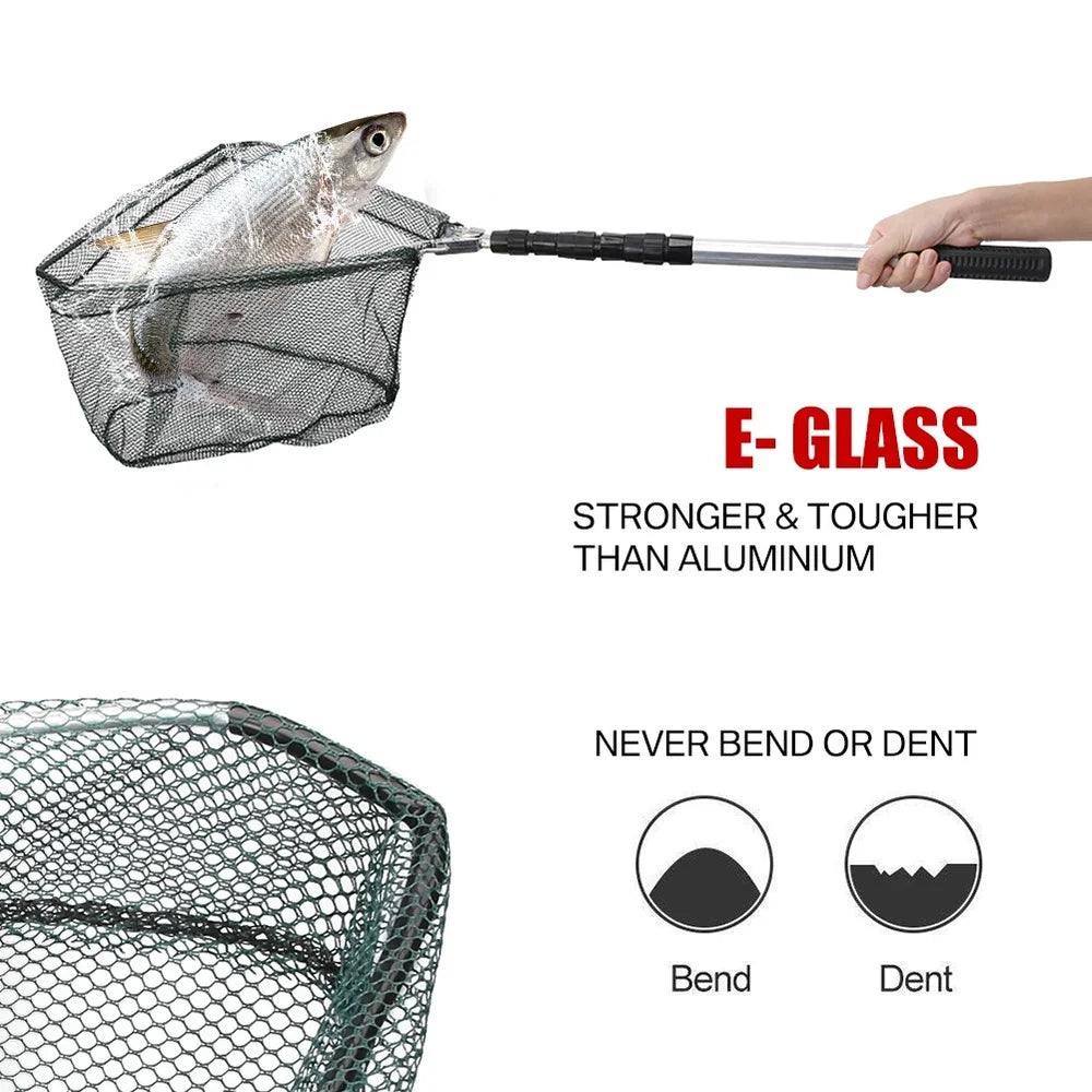 Telescopic Aluminum Fishing Landing Net | Durable Folding Mesh Net for Safe Catch & Release (55cm / 130cm / 190cm)