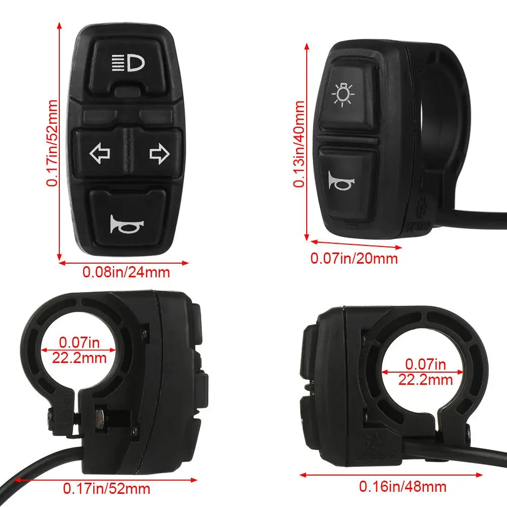 Electric Bike & Scooter Light Switch ,Horn & Turn Signal Control Button