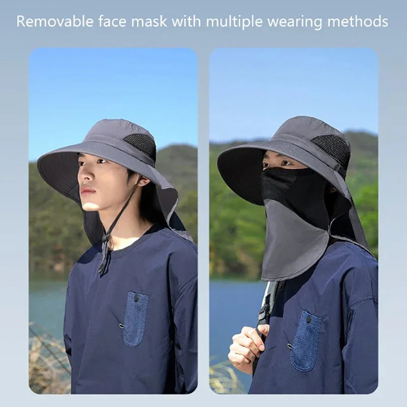 Summer Sun Hat with UV Protection | Outdoor Fishing, Hiking, Camping Bucket Cap with Neck Flap for Men & Women