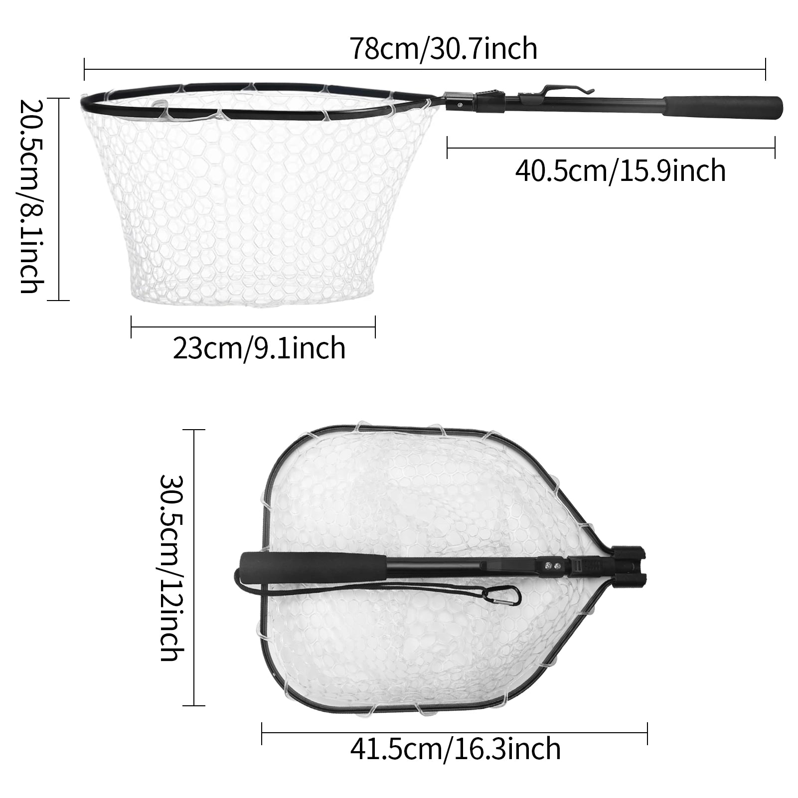 Telescopic Aluminum Fishing Landing Net | Durable Folding Mesh Net for Safe Catch & Release (55cm / 130cm / 190cm)
