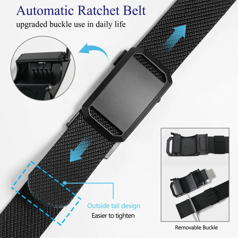 Automatic Buckle Tactical Belt | Durable Canvas Waist Belt for Men Outdoor, Hunting, Training, Casual Wear
