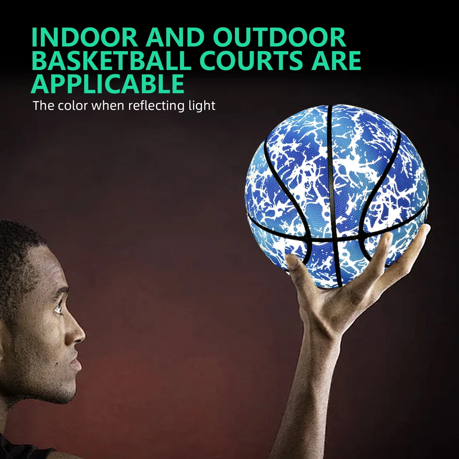 Luminous Night Basketball | Size 5/6/7 Glow in the Dark Composite Leather Ball for Indoor & Outdoor Play