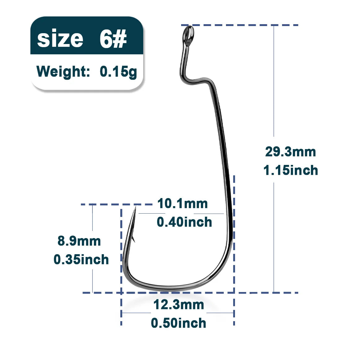 50Pcs EWG Worm Hooks – Wide Gap Texas Rig Fishing Hooks for Bass, Freshwater & Saltwater (Sizes 10# to 8/0#)