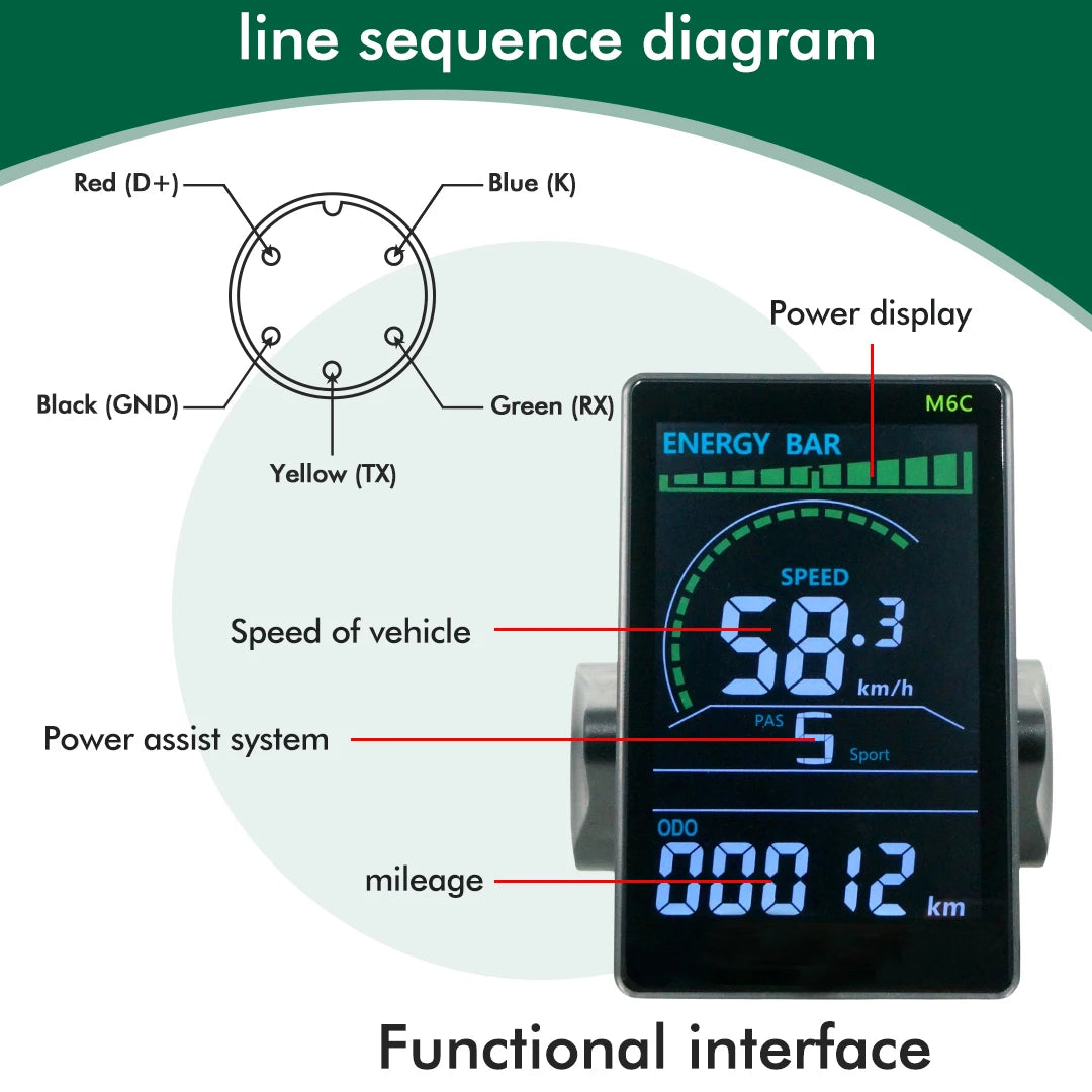 UART2 M6C Electric Bike Speedometer