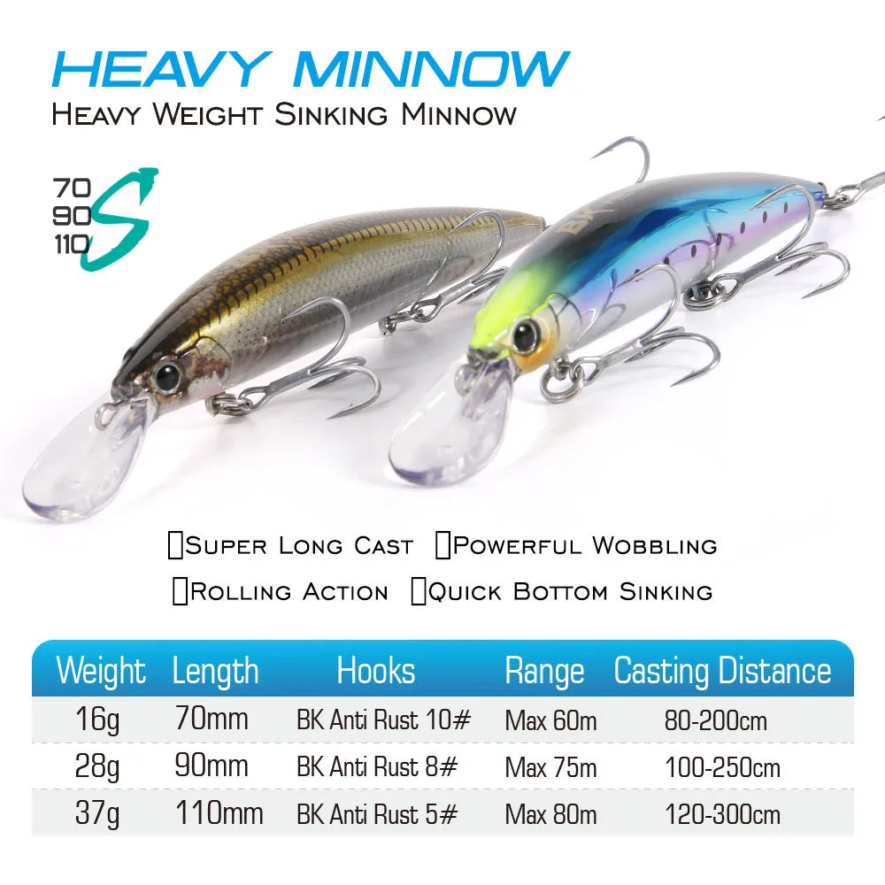 FSTK Heavy Sinking Minnow Fishing Lures