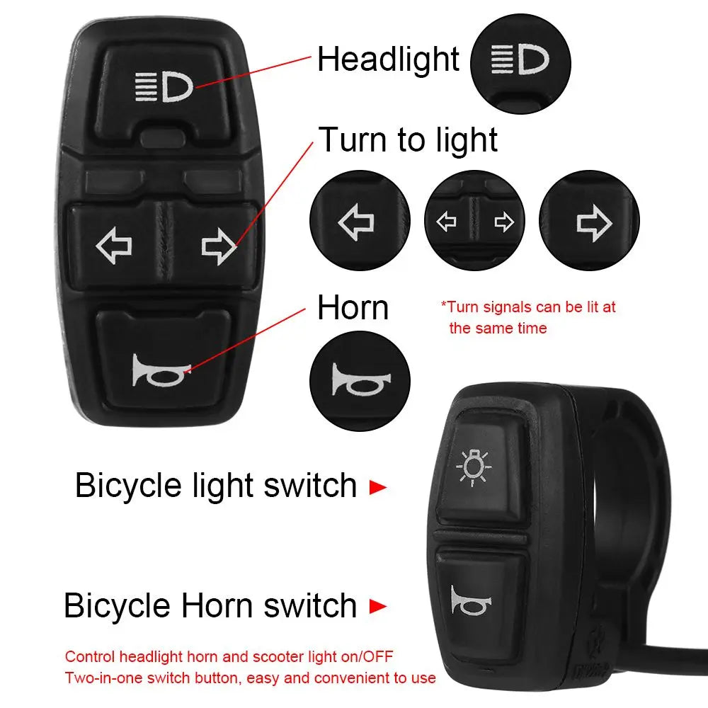 Electric Bike & Scooter Light Switch ,Horn & Turn Signal Control Button