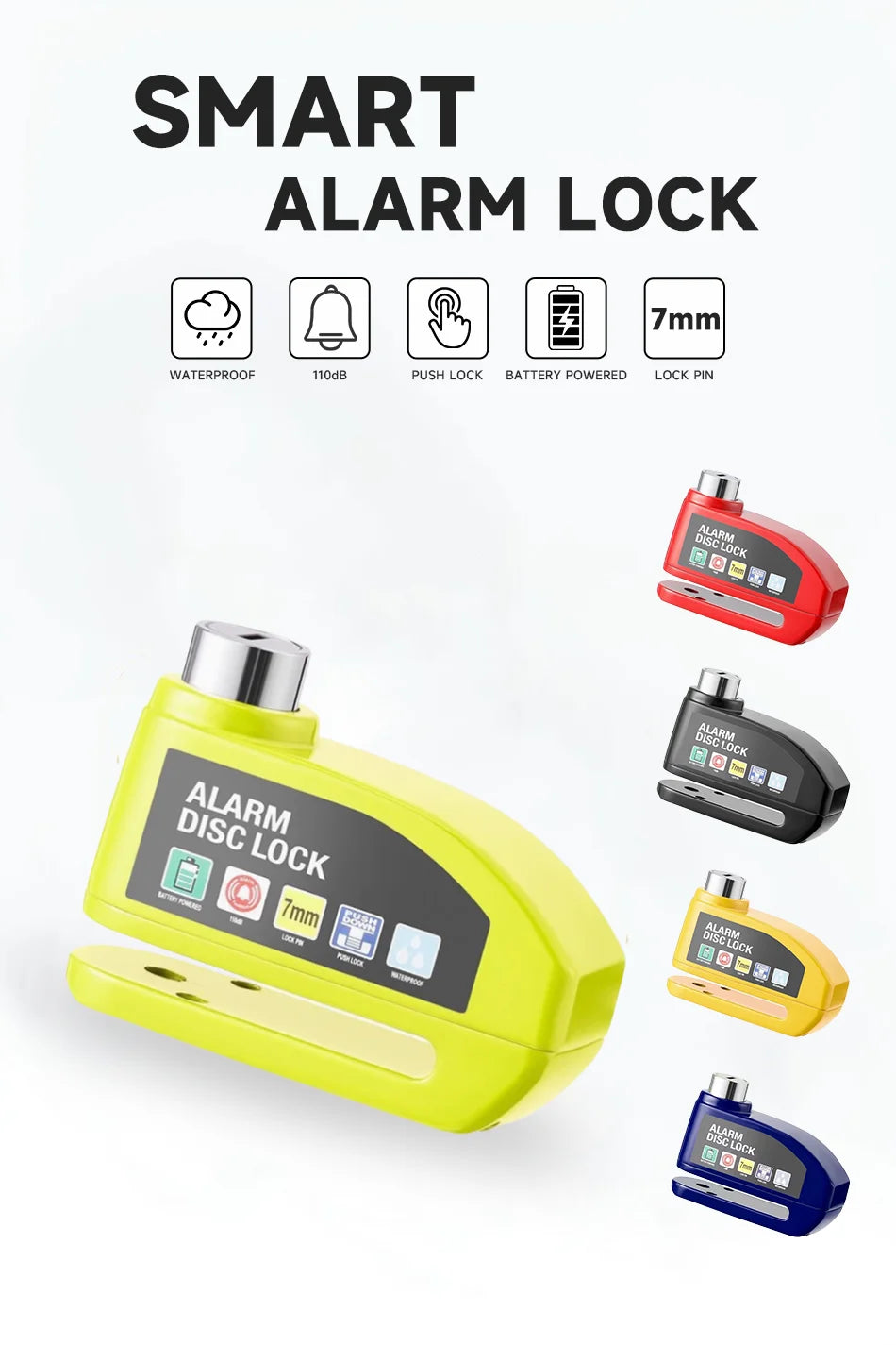 Waterproof Alarm Disc Lock – Metal Anti-Theft Brake Lock