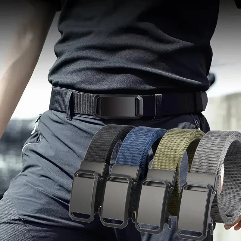 Automatic Buckle Tactical Belt | Durable Canvas Waist Belt for Men Outdoor, Hunting, Training, Casual Wear