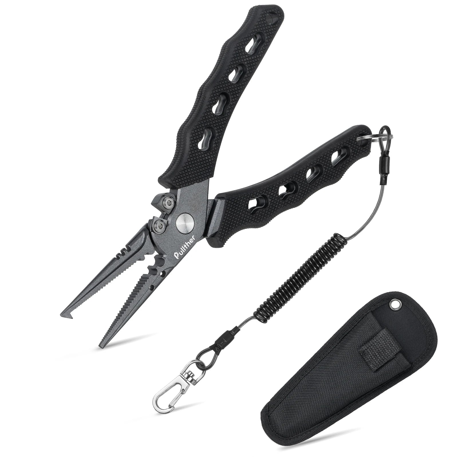 Pullther Stainless Steel Fishing Pliers | Multifunction Braid Cutters, Crimper & Hook Removerer Pliers Set Fishing Tackle Tools