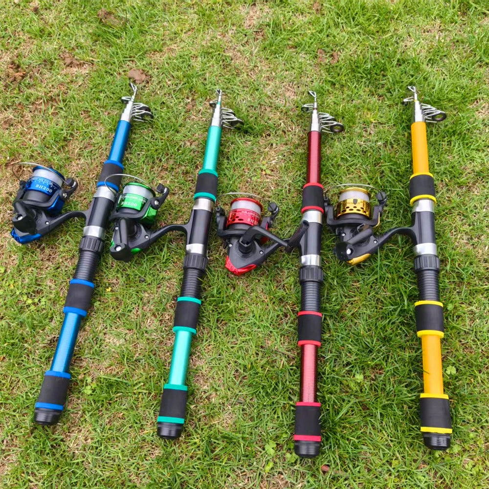 Santa King Fishing Rod Reel Combo Kit | Telescopic Travel Fishing Pole with Spinning Reel, Baits & Hooks