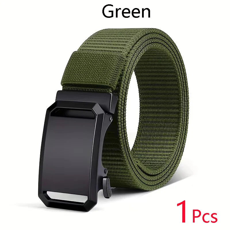 Automatic Buckle Tactical Belt | Durable Canvas Waist Belt for Men Outdoor, Hunting, Training, Casual Wear