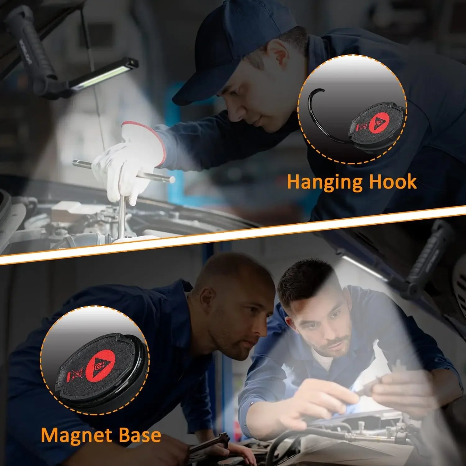 Rechargeable Work Light with Magnetic Base & Hook