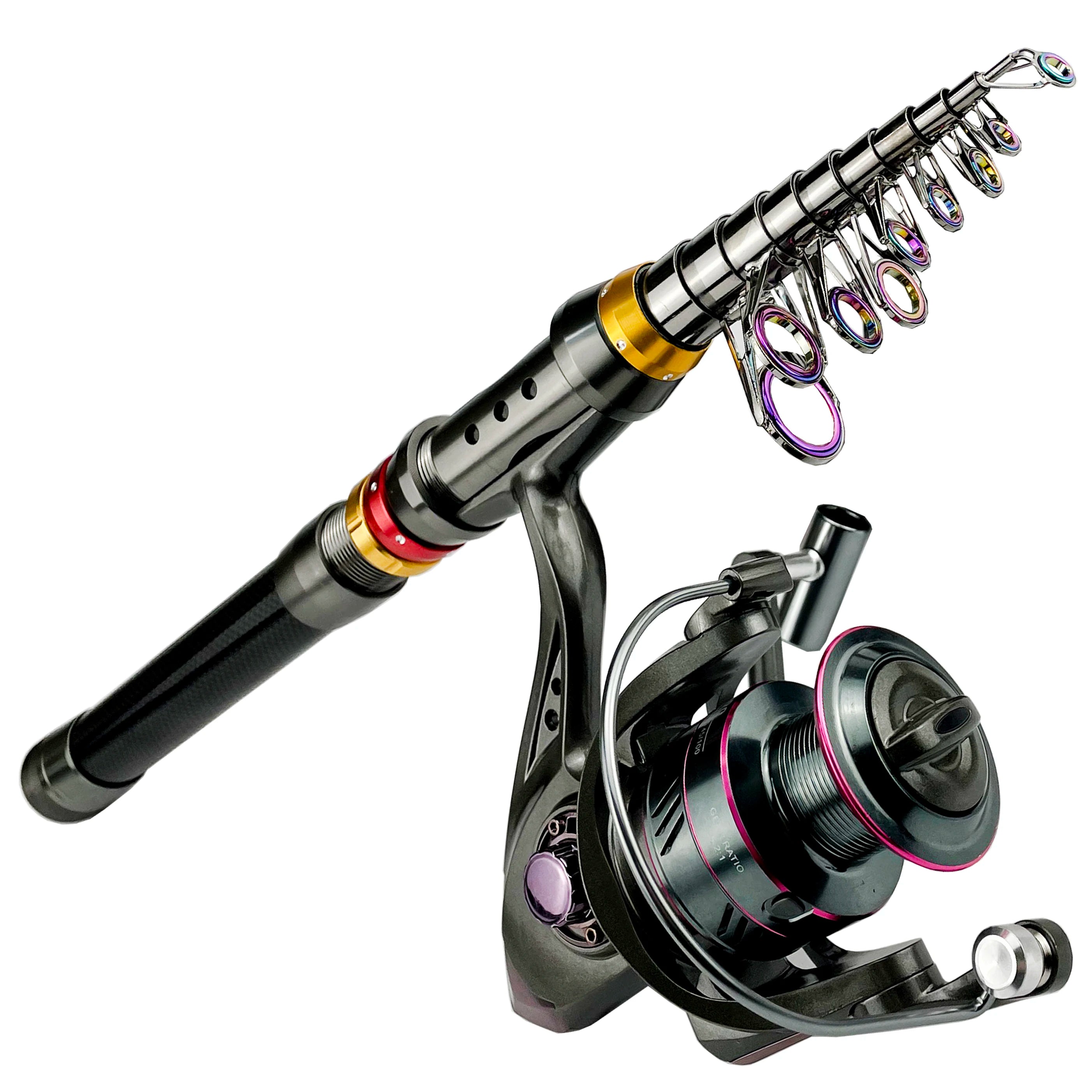 Carbon Fiber Telescopic Fishing Rod & Spinning Reel Combo