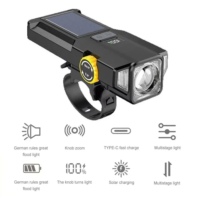 000mAh 2000LM Solar Powered Bike Light