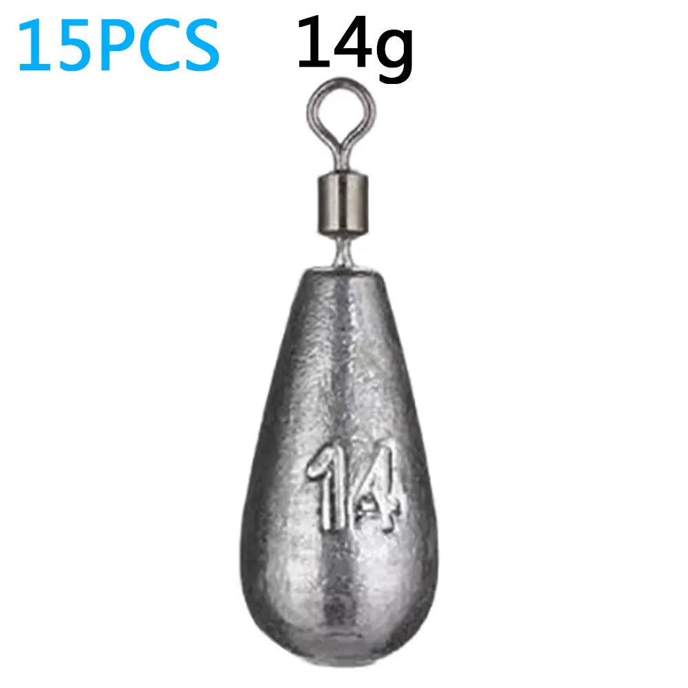 Drop Shot Fishing Weights – 15PCS Metal Sinkers Set | 3.5g–20g Tube Bullet Weights for Freshwater & Saltwater
