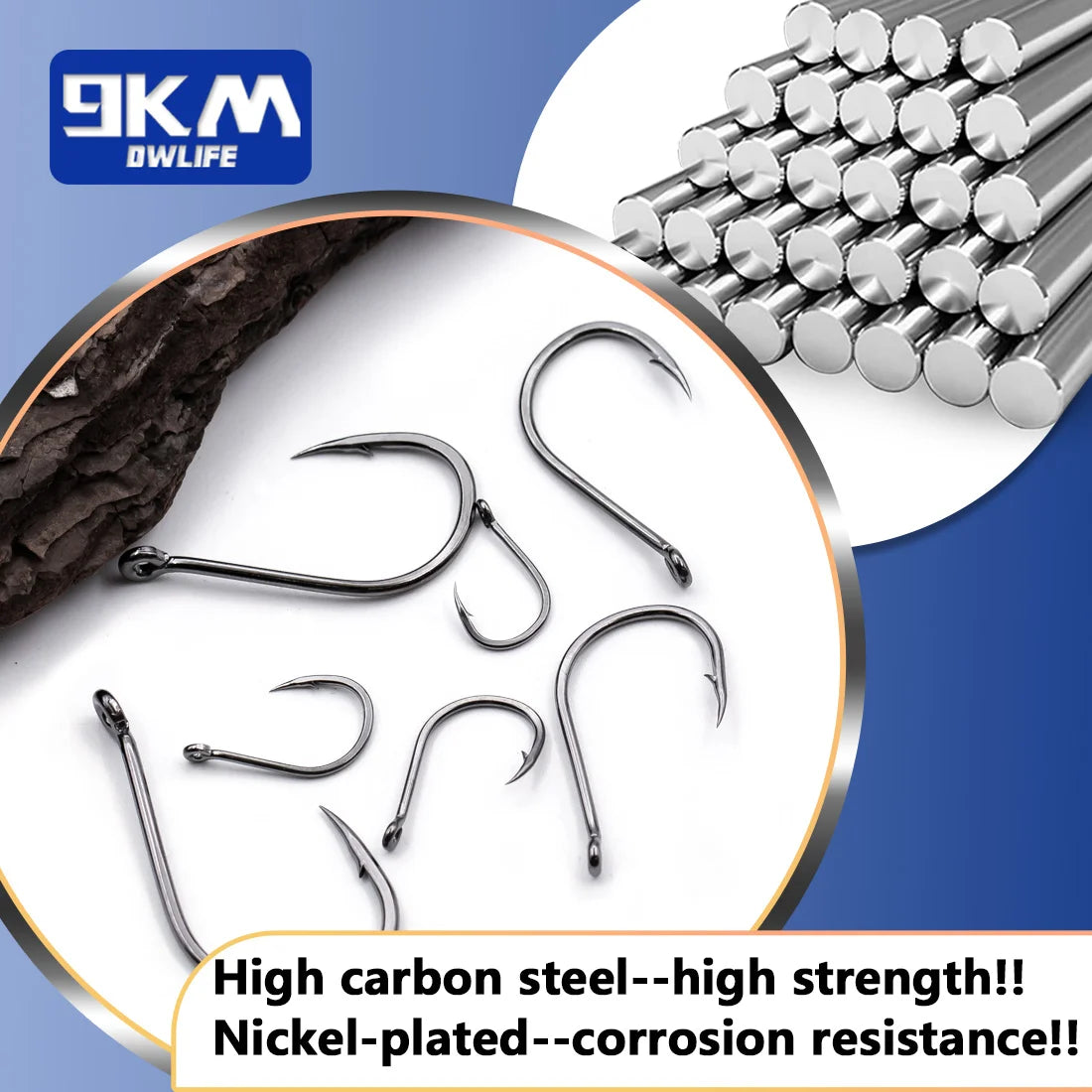 9KM 50–200pcs Strong Circle Carp Fishing Hooks Saltwater