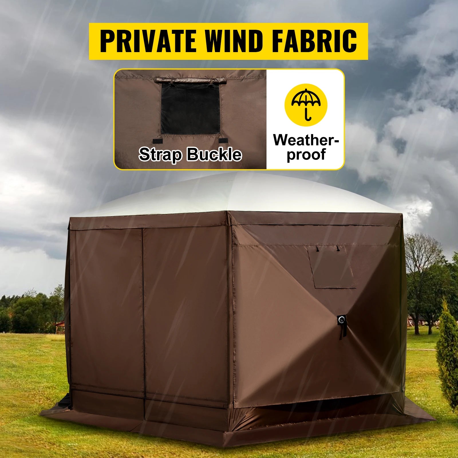 SucceBuy Pop-Up Camping Gazebo | 6-Sided Instant Canopy Shelter 12x12 / 10x10 Sun Shade Tent