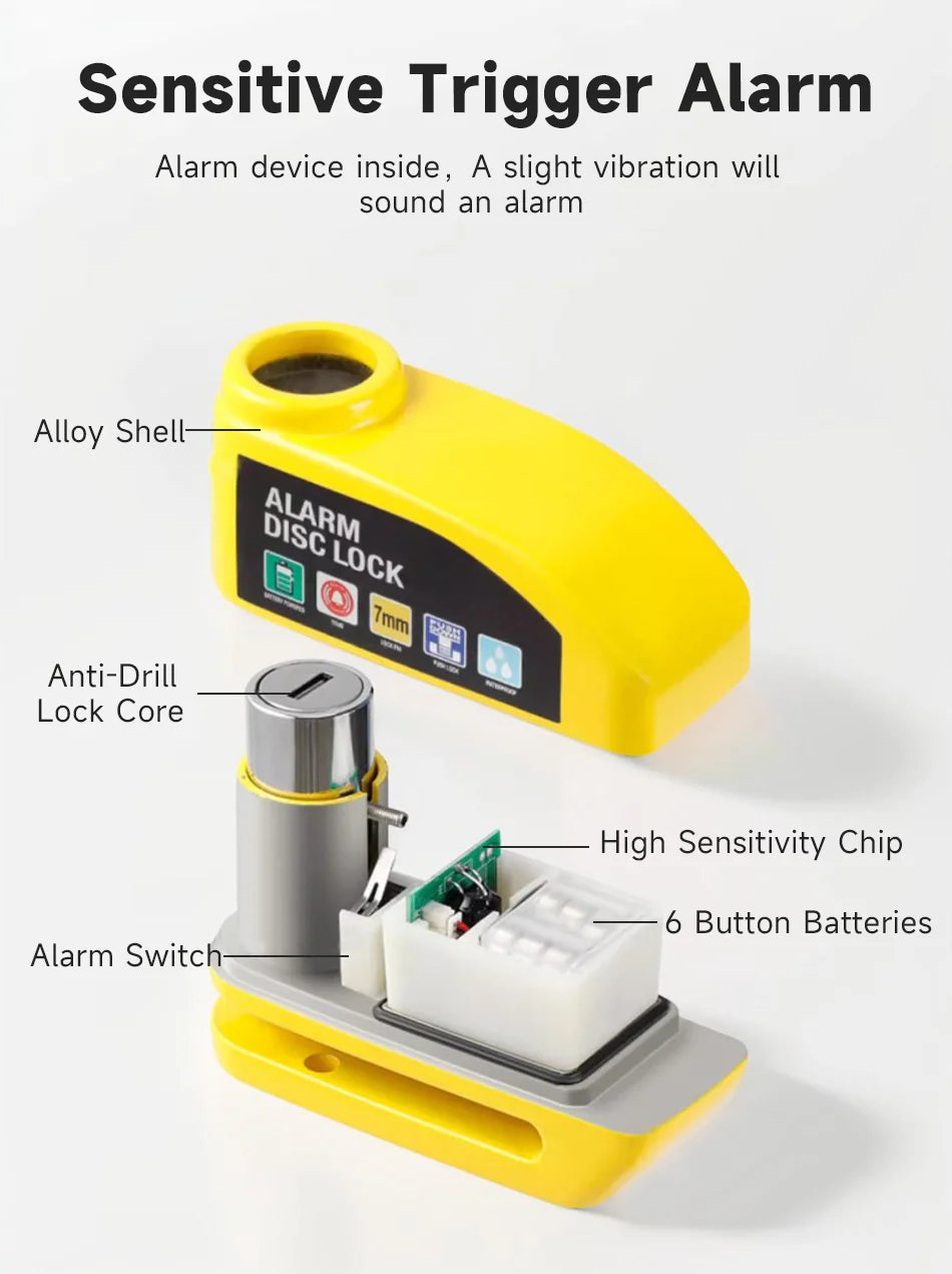 Waterproof Alarm Disc Lock – Metal Anti-Theft Brake Lock