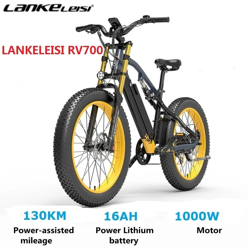 LANKELEISI RV700 Electric Bike 1000W 48V 16Ah Hybrid Cruiser Mountain City E-Bike