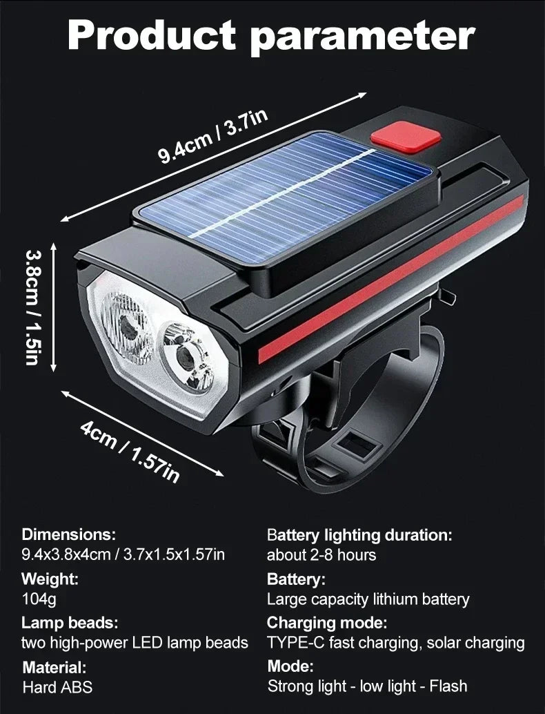 000mAh 2000LM Solar Powered Bike Light