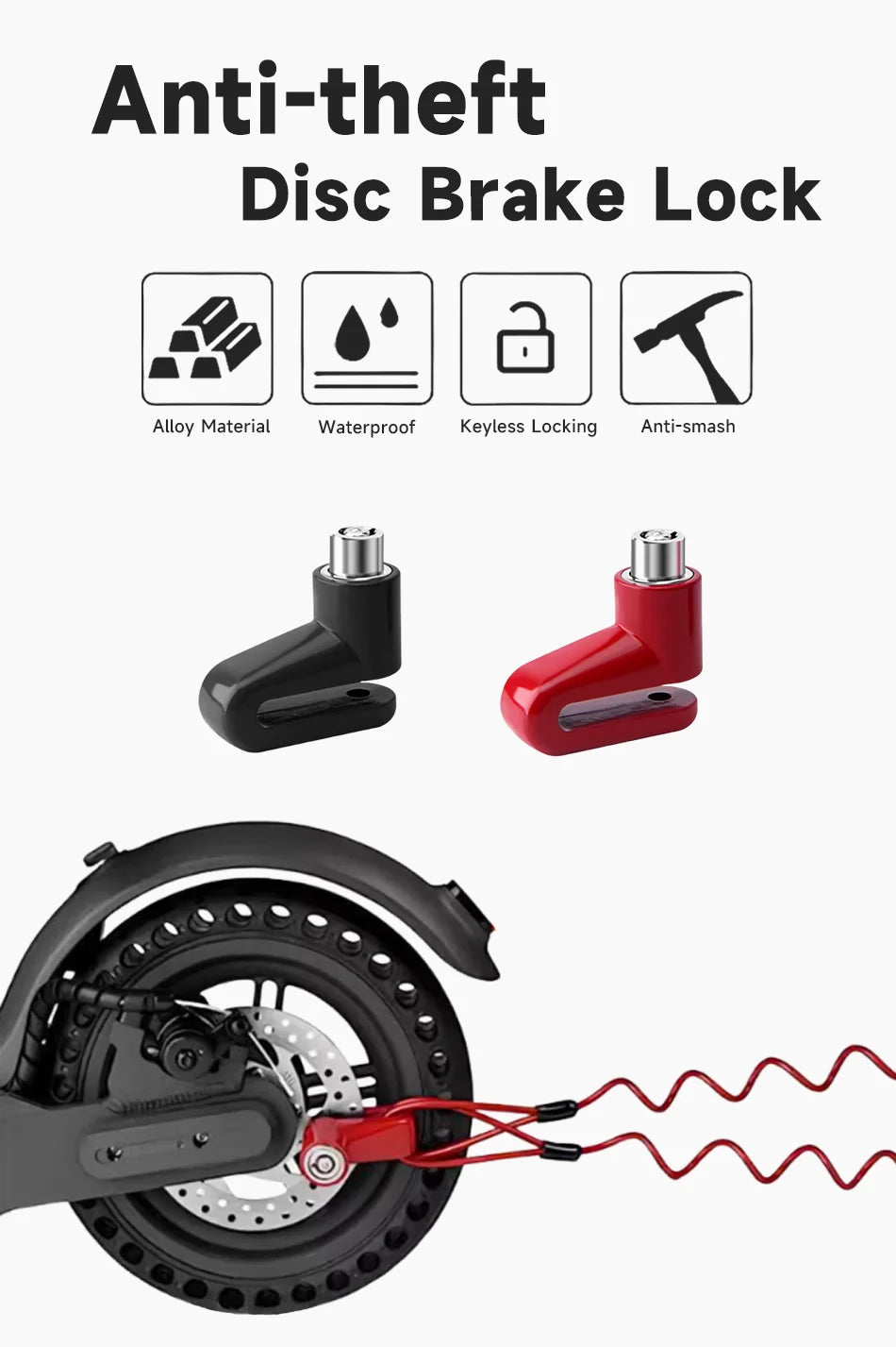 Waterproof Alarm Disc Lock – Metal Anti-Theft Brake Lock