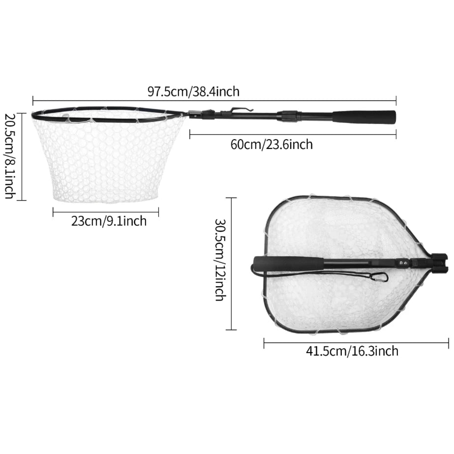 Telescopic Aluminum Fishing Landing Net | Durable Folding Mesh Net for Safe Catch & Release (55cm / 130cm / 190cm)