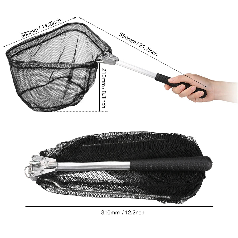 Telescopic Aluminum Fishing Landing Net | Durable Folding Mesh Net for Safe Catch & Release (55cm / 130cm / 190cm)