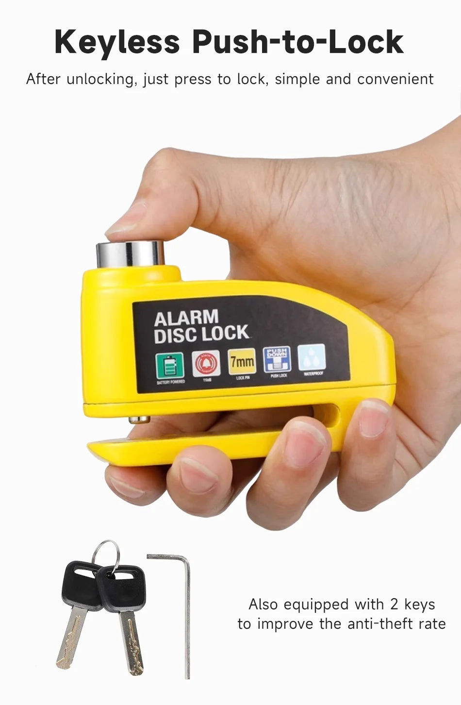 Waterproof Alarm Disc Lock – Metal Anti-Theft Brake Lock