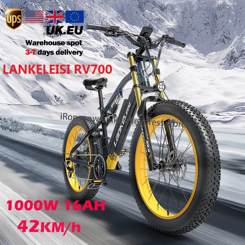 LANKELEISI RV700 Electric Bike 1000W 48V 16Ah Hybrid Cruiser Mountain City E-Bike