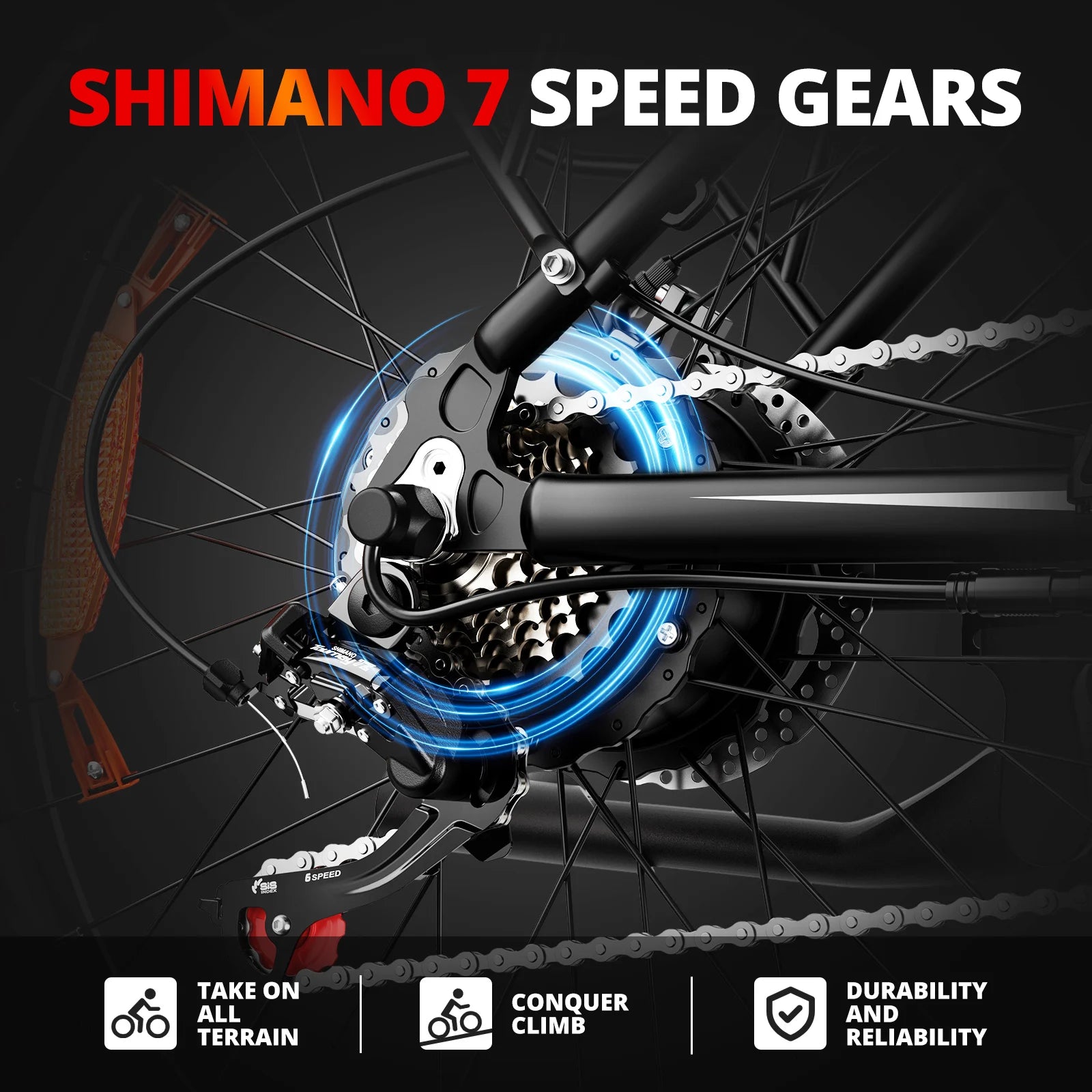 AMYET EB26 Electric Bike | 1500W Peak Motor, 48V 15Ah Battery, 26" Fat Tire Mountain E-Bike for Adults