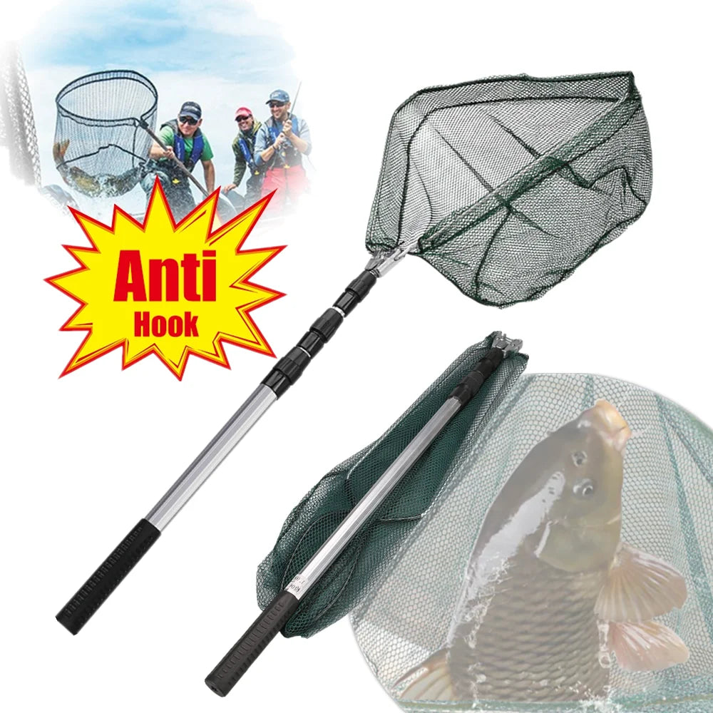 Telescopic Aluminum Fishing Landing Net | Durable Folding Mesh Net for Safe Catch & Release (55cm / 130cm / 190cm)