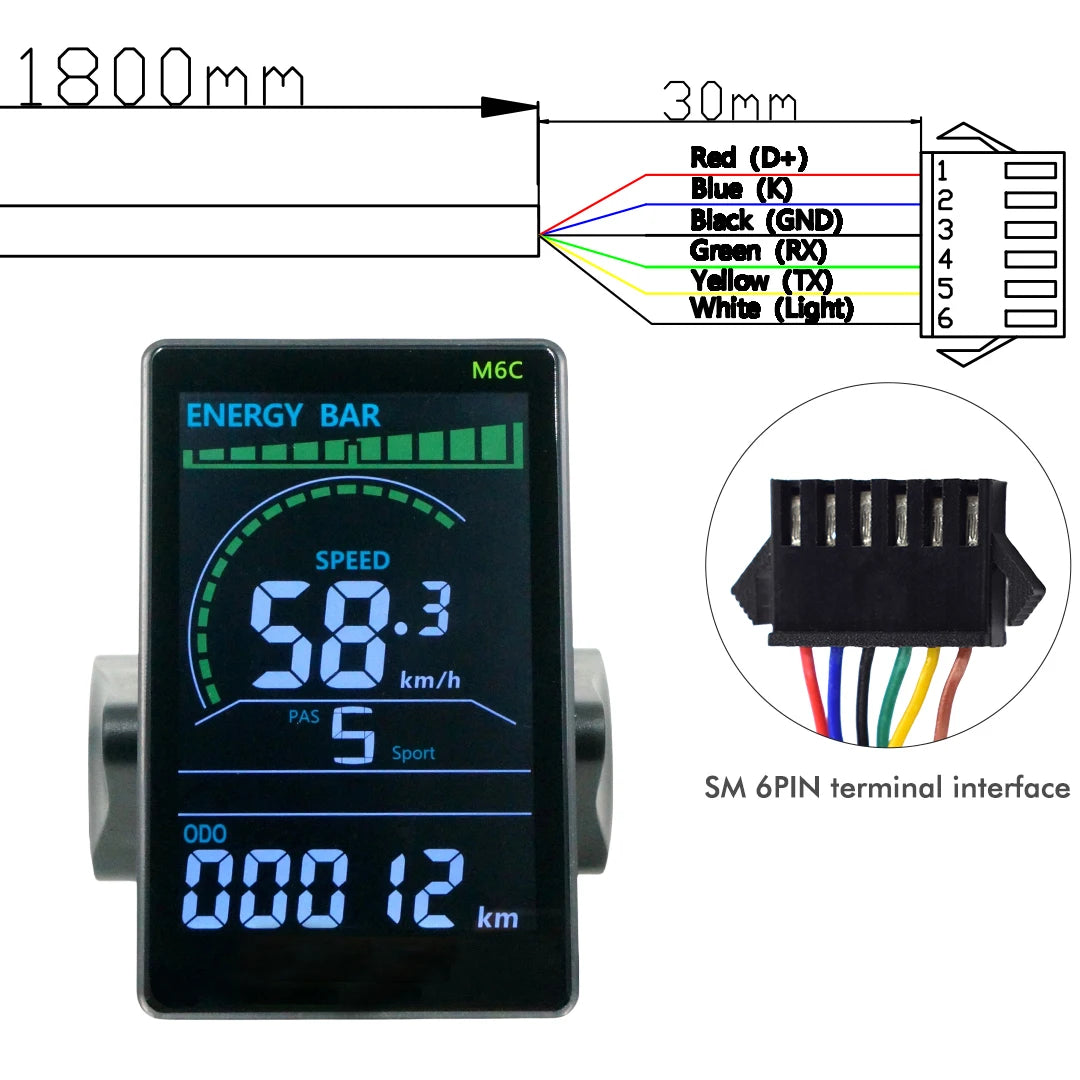 UART2 M6C Electric Bike Speedometer