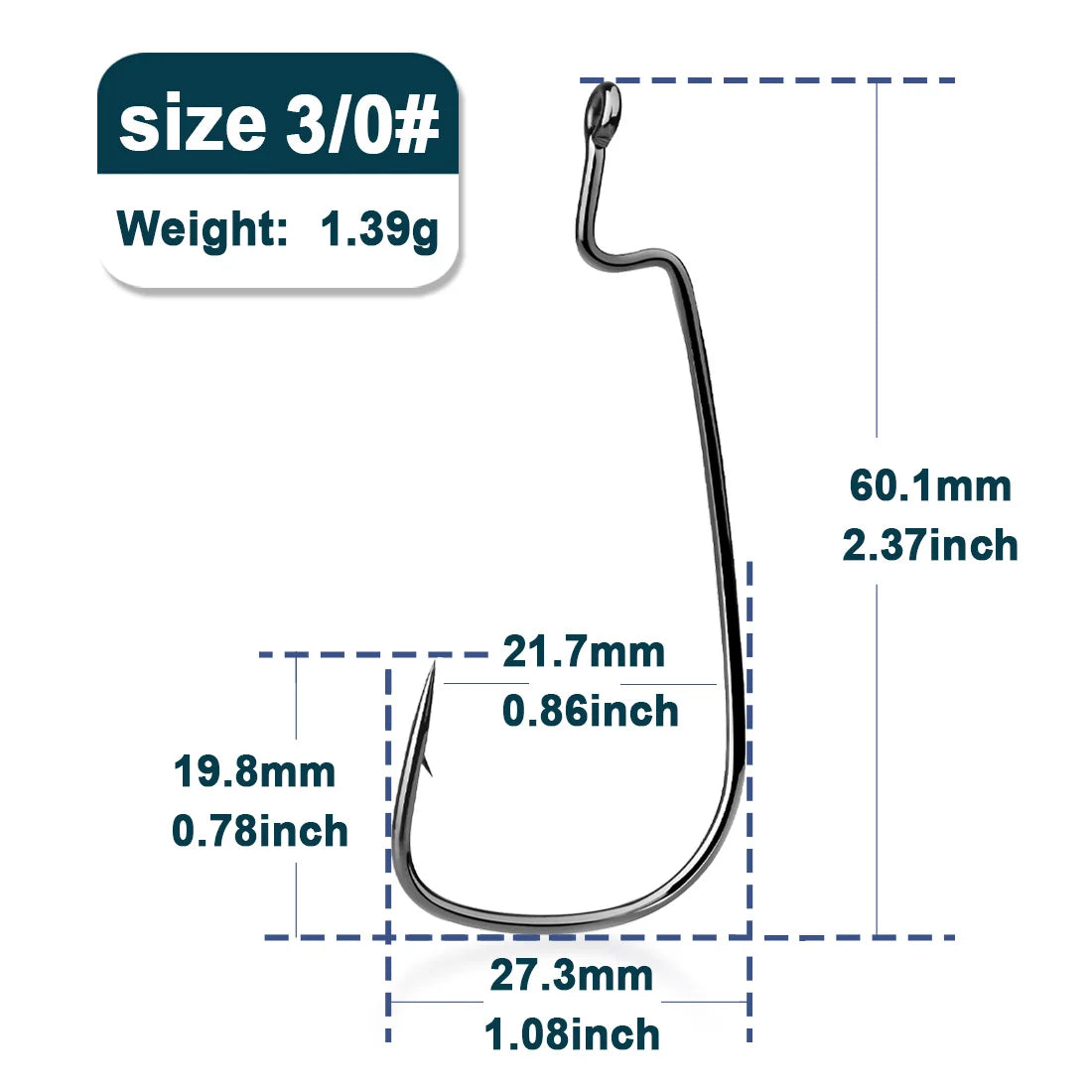 50Pcs EWG Worm Hooks – Wide Gap Texas Rig Fishing Hooks for Bass, Freshwater & Saltwater (Sizes 10# to 8/0#)