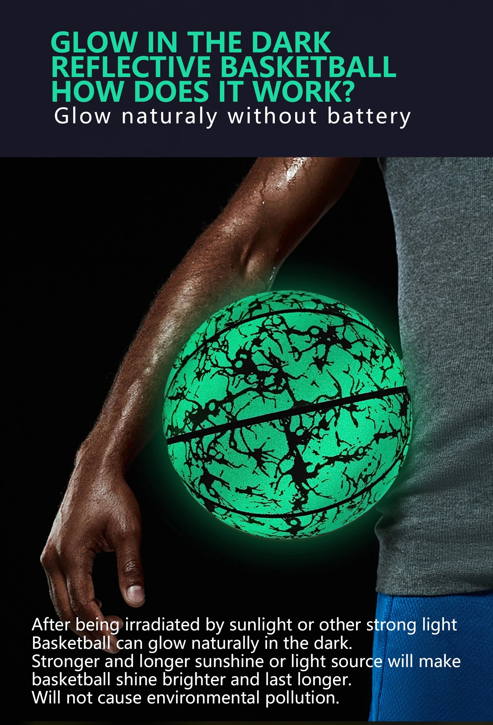 Luminous Night Basketball | Size 5/6/7 Glow in the Dark Composite Leather Ball for Indoor & Outdoor Play