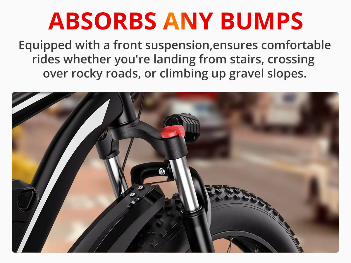 AMYET EB26 Electric Bike 1500W Peak 48V 15Ah 26" Fat Tire Mountain E-Bike for Adults
